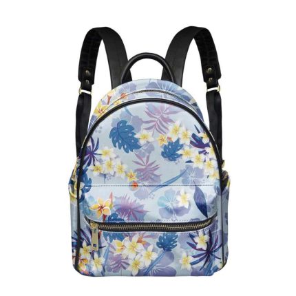 Tropical Plumeria nadruk lisci kobiet elegancki plecak luksusowa PU skorzana teczka torba dla Lady Girls Mini tornister